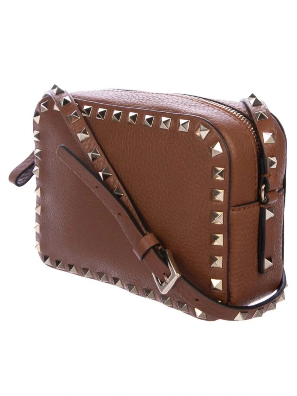 Valentino Rockstud Brown Leather Crossbody Bag - Picture 3 of 10